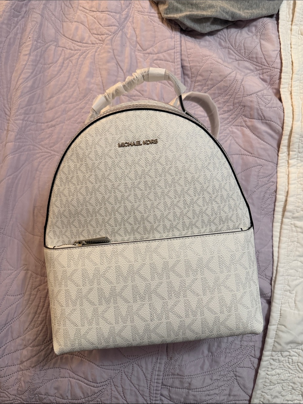 Michael Kors White Logo-Print Dome Backpack